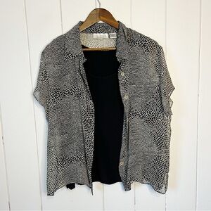 Vintage New York City Design Co. 100% Silk Sheer Reptile Print Layered Blouse.